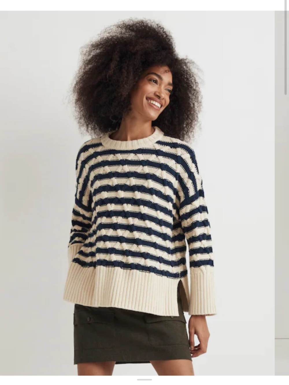 Madewell Cable-Knit Oversized Stripe Sweater | Size XS| Very Good